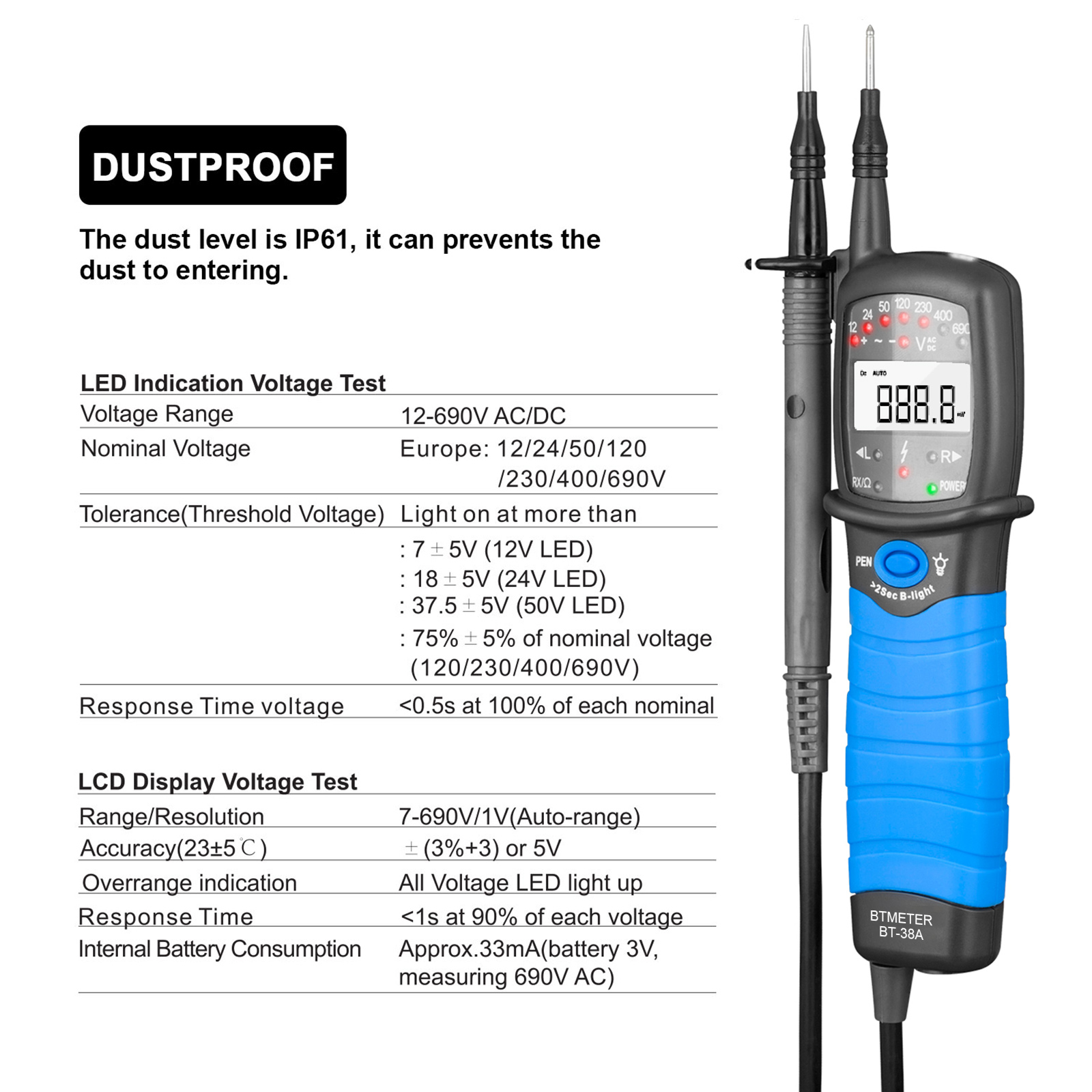 AC/DC Voltage Tester 12-690V L - Power Supply Tester review and price